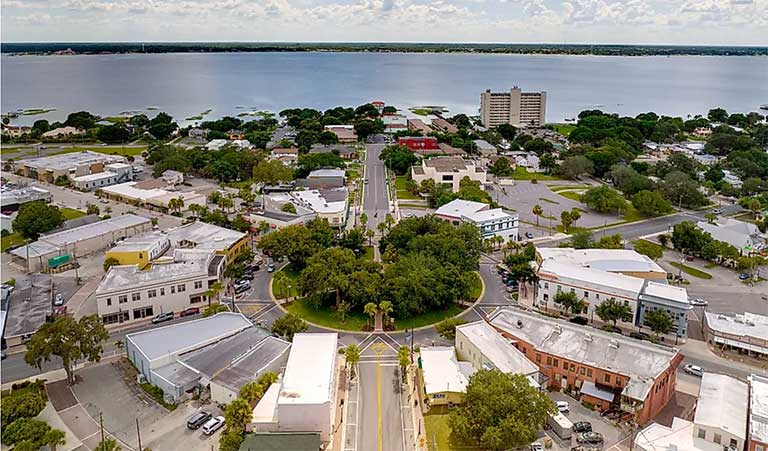 Aerial view of downtown Sebring, Highlands County FL